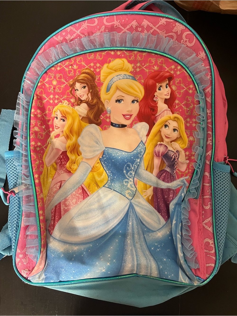 Princess Kids School Backpack - Pink & Blue Ruffle